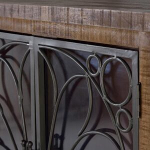 VITRINA 2 CAJONES Y 2 PUERTAS DE METAL FABRICADO EN MADERA DE MANGO6