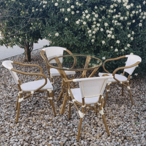SILLÓN EXTERIOR APILABLE MODELO NEW GUARINA ALUMINIO/BAMBU VALENCIA RATTAN