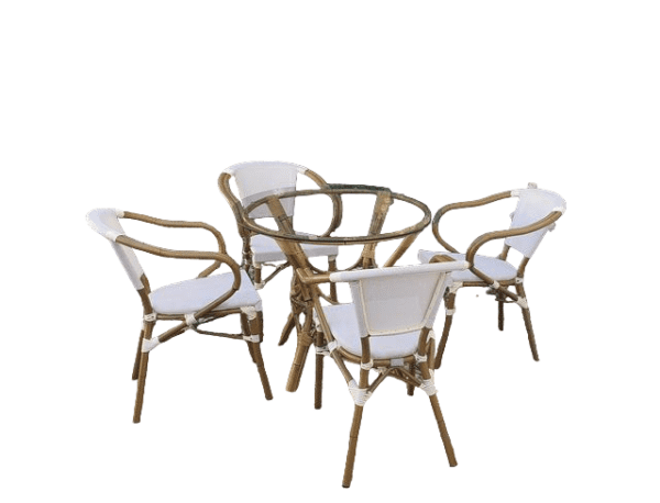 SILLÓN EXTERIOR APILABLE MODELO NEW GUARINA ALUMINIO/BAMBU VALENCIA RATTAN
