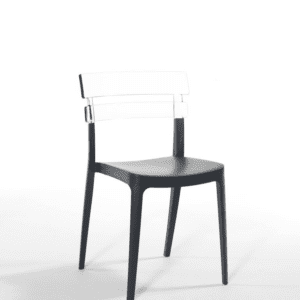 SILLA POLIPROPILENO BERMO ANTRACITA/CRISTAL VALENCIARATTAN