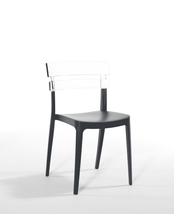 SILLA POLIPROPILENO BERMO ANTRACITA/CRISTAL VALENCIARATTAN