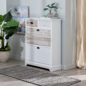 ZAPATERO BLANCO-NATURAL MADERA DE ABETO 85 X 30 X 110 CM IXIA