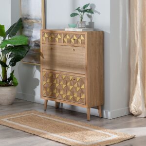 ZAPATERO NATURAL-ORO MADERA PAULONIA 85 X 30 X 110 CM IXIA