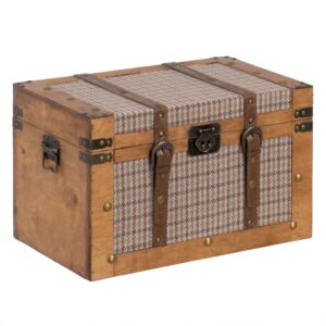 SET 2 BAÚLES CUADROS TEJIDO-MADERA 45 X 30 X 29 CM IXIA