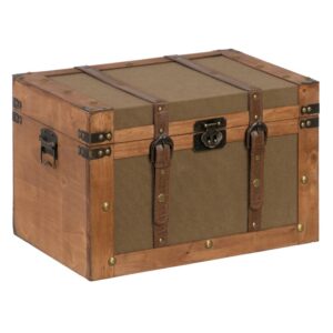 SET 2 BAÚLES NATURAL-VERDE TEJIDO-MADERA 45 X 30 X 29 CM IXIA