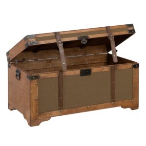 SET 3 BAÚLES NATURAL-VERDE TEJIDO-MADERA 90 X 47 X 45 CM IXIA