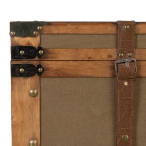 SET 3 BAÚLES NATURAL-VERDE TEJIDO-MADERA 90 X 47 X 45 CM IXIA