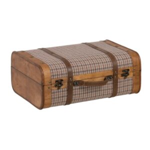 SET 2 MALETAS CUADROS TEJIDO-MADERA 50 X 36 X 20 CM IXIA