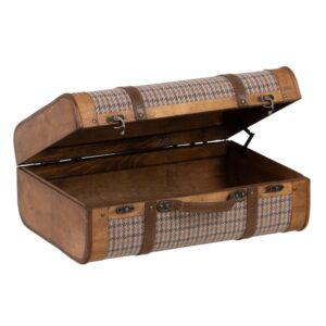 SET 2 MALETAS CUADROS TEJIDO-MADERA 50 X 36 X 20 CM IXIA