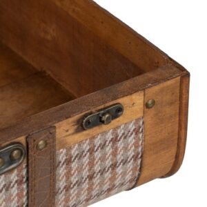 SET 2 MALETAS CUADROS TEJIDO-MADERA 50 X 36 X 20 CM IXIA