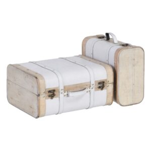 SET 2 MALETAS BLANCO-NATURAL DM-TEJIDO 42 X 35 X 21 CM IXIA