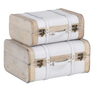 SET 2 MALETAS BLANCO-NATURAL DM-TEJIDO 42 X 35 X 21 CM IXIA