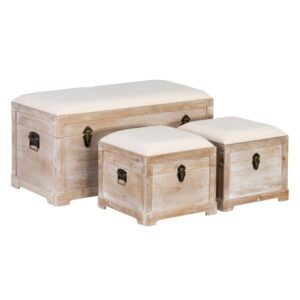 SET 3 BAÚLES NATURAL-CREMA DM-TEJIDO 80 X 40 X 42 CM IXIA