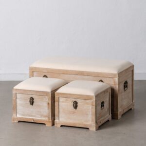 SET 3 BAÚLES NATURAL-CREMA DM-TEJIDO 80 X 40 X 42 CM IXIA