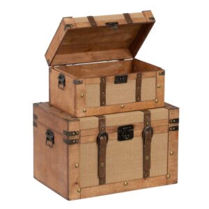 SET 2 BAÚLES NATURAL TEJIDO-MADERA 45 X 30 X 29 CM IXIA