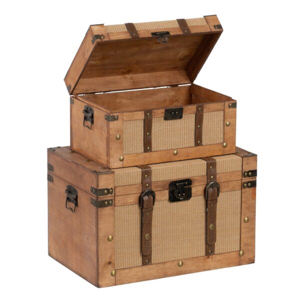 SET 2 BAÚLES NATURAL TEJIDO-MADERA 45 X 30 X 29 CM IXIA