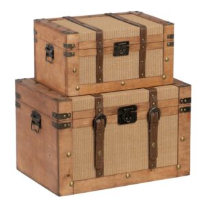 SET 2 BAÚLES NATURAL TEJIDO-MADERA 45 X 30 X 29 CM IXIA