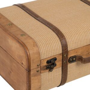 SET 2 MALETAS NATURAL TEJIDO-MADERA 50 X 36 X 20 CM IXIA