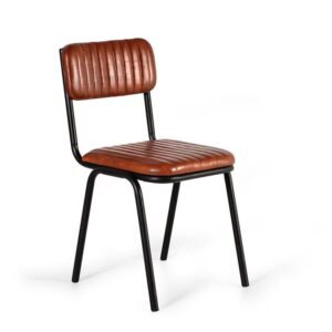 SET DE 2 SILLAS TAPIZADAS EN PIEL VACUNO Y PATAS DE METAL GINER Y COLOMER