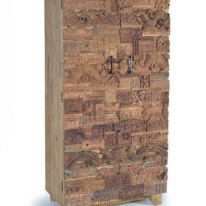 ARMARIO 2 PUERTAS EN MADERA DE MANGO, CON LOS DETALLES DE LAS PUERTAS DE MADERA AUTENTICA RECUPERADA, EXPUESTO A VARIACIONES DE DISEÑO GINER Y COLOMER