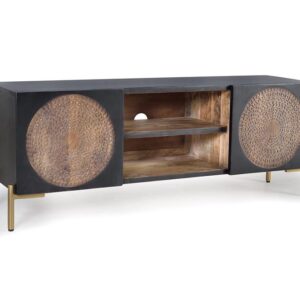 MUEBLE TV 2 PUERTAS EN MADERA DE MANGO Y BASE DE METAL GINER Y COLOMER