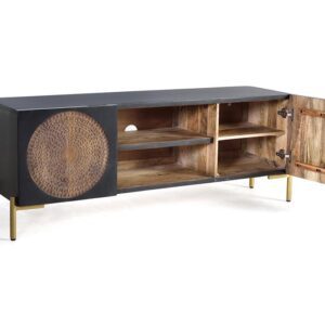 MUEBLE TV 2 PUERTAS EN MADERA DE MANGO Y BASE DE METAL GINER Y COLOMER