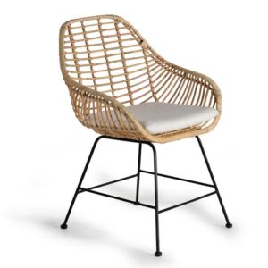 SET DE 2 SILLAS EN RATTAN NATURAL Y METAL, COJIN INCLUIDO GINER Y COLOMER