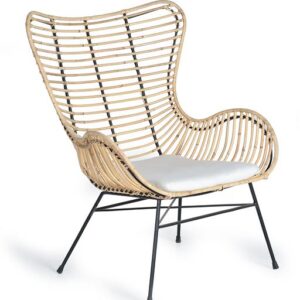 SET DE 2 SILLAS EN RATTAN NATURAL Y METAL, COJIN INCLUIDO GINER Y COLOMER