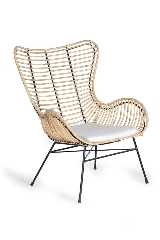 SET DE 2 SILLAS EN RATTAN NATURAL Y METAL, COJIN INCLUIDO GINER Y COLOMER