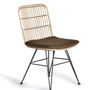 SET DE 2 SILLAS EN RATTAN NATURAL Y METAL, COJIN INCLUIDO GINER Y COLOMER