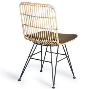 SET DE 2 SILLAS EN RATTAN NATURAL Y METAL, COJIN INCLUIDO GINER Y COLOMER