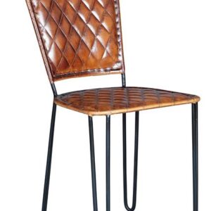 SET DE 2 SILLAS TAPIZADAS EN PIEL, CON ESTRUCTURA DE METAL GINER Y COLOMER