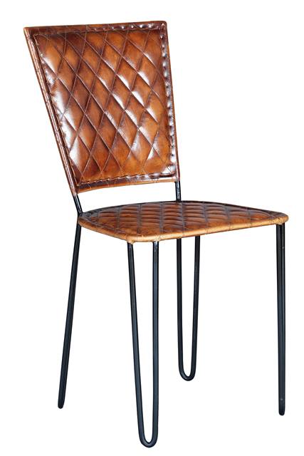 SET DE 2 SILLAS TAPIZADAS EN PIEL, CON ESTRUCTURA DE METAL GINER Y COLOMER