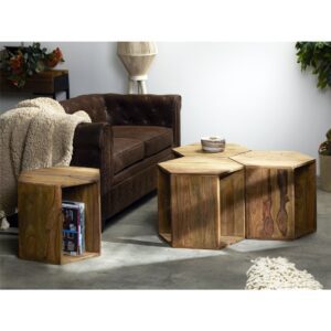 MESA AUXILIAR MADERA SHEESHAM MODELO PANAL IMORI