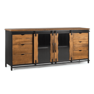 Aparador 2 Puertas Correderas + 4 cajones Estilo Industrial 190 cms. - Giner y Colomer1