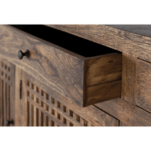 Aparador 3 Puertas y 3 Cajones Madera Acacia y Base Metal Estantes Interiores - Giner y Colomer4