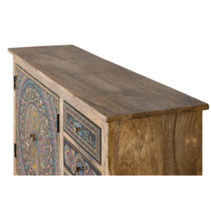Aparador con 2 Puertas y 4 Cajones Pintado a Mano Madera de Mango - Giner y Colomer - 4
