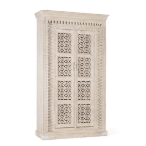 Armario con 2 Puertas Madera de Mango Maciza de Color Blanco Decapé - Giner y Colomer - 2