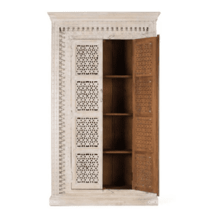 Armario con 2 Puertas Madera de Mango Maciza de Color Blanco Decapé - Giner y Colomer - 3