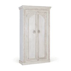 Armario con 2 Puertas Tallado Madera de Mango Blanco Decapado - Giner y Colomer - 1