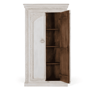 Armario con 2 Puertas Tallado Madera de Mango Blanco Decapado - Giner y Colomer - 3