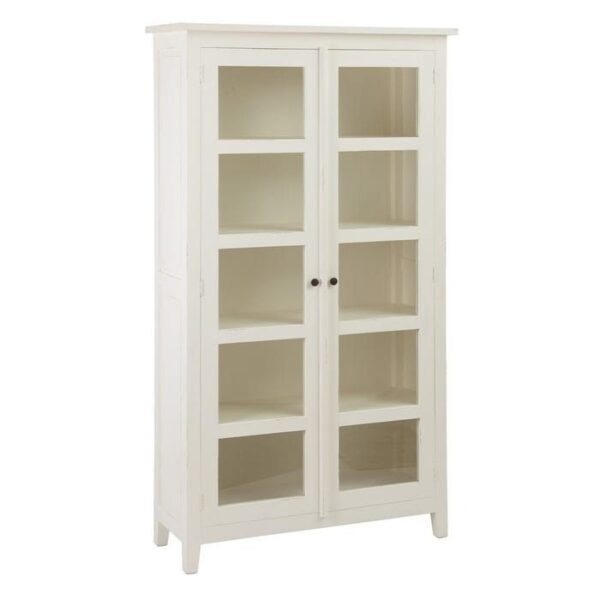 VITRINA MADERA MINDI COLOR BLANCO ROTO 2 PUERTAS IXIA