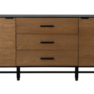 Aparador Metalico Negro de Madera Fresno 2 Puertas 3 Cajones - IXIA (6)