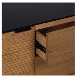 Aparador Metalico Negro de Madera Fresno 2 Puertas 3 Cajones - IXIA (7)