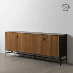 Aparador Metálico Negro y Madera de Fresno 4 puertas - IXIA (2)