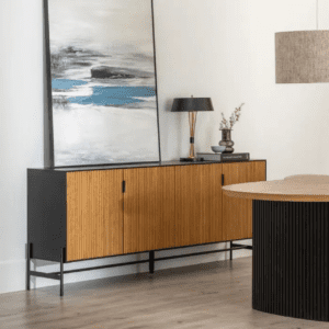 Aparador Metálico Negro y Madera de Fresno 4 puertas - IXIA (3)