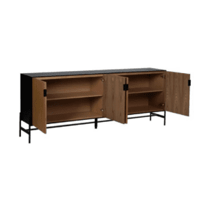 Aparador Metálico Negro y Madera de Fresno 4 puertas - IXIA (5)