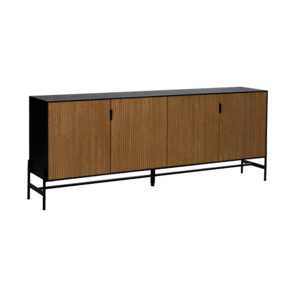 Aparador Metálico Negro y Madera de Fresno 4 puertas - IXIA