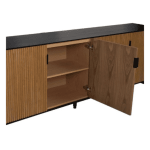 Aparador Metálico Negro y Madera de Fresno 4 puertas - IXIA (8)