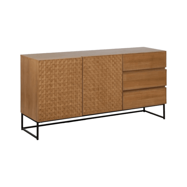Aparador Natural de Madera de Fresno 2 Puertas 3 Cajones - IXIA